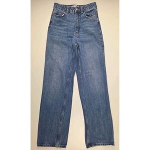 Zara High-Rise Straight Leg Jeans - Medium Blue